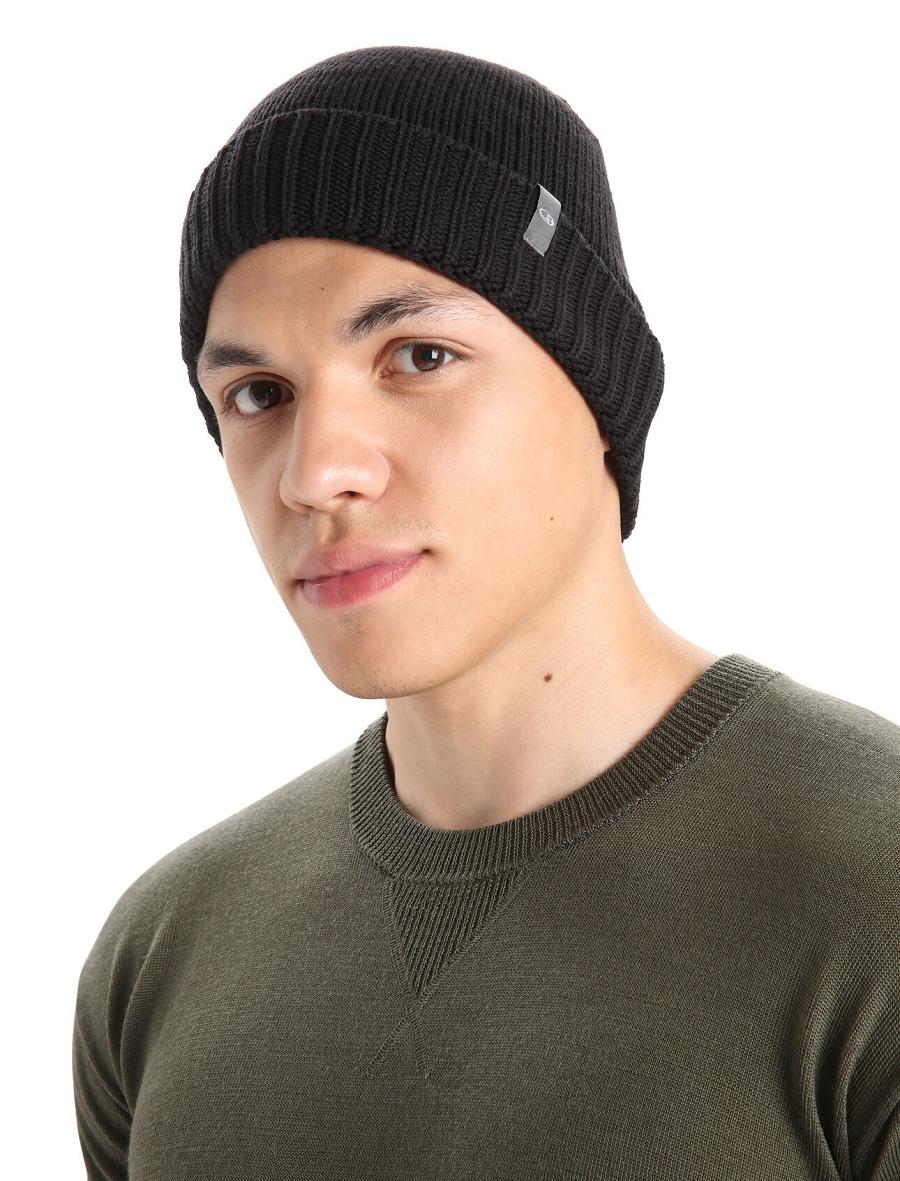 Chapeaux Icebreaker Unisex Merino Vela Cuff Beanie Homme Noir | FR 1090KORI